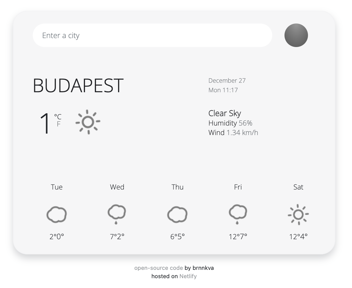 React Weather App Preview